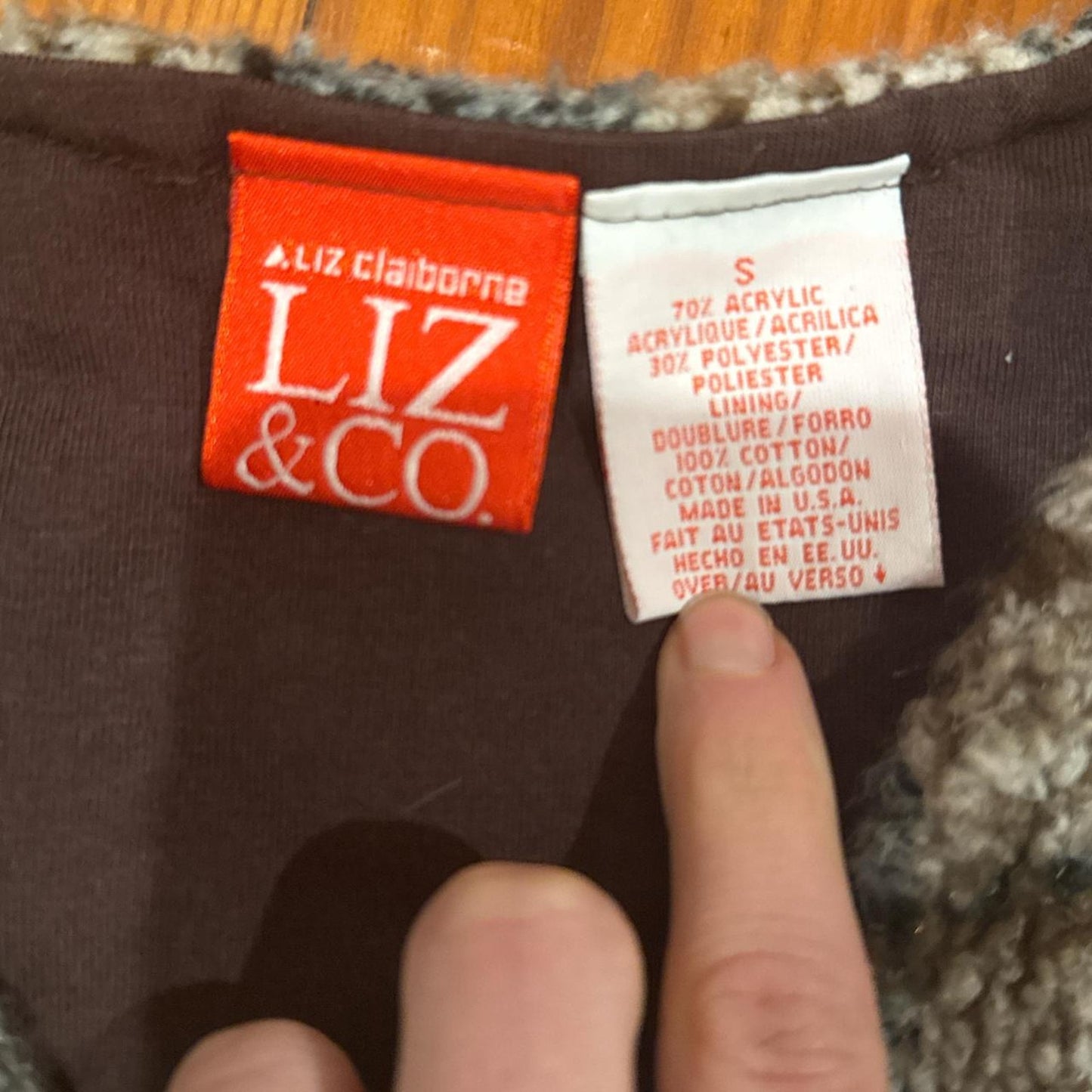 Vintage striped brown blue fuzzy vest - size S from Liz & Co