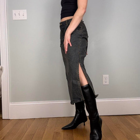 Dark wash denim midi maxi skirt - size M from Riveted by Lee