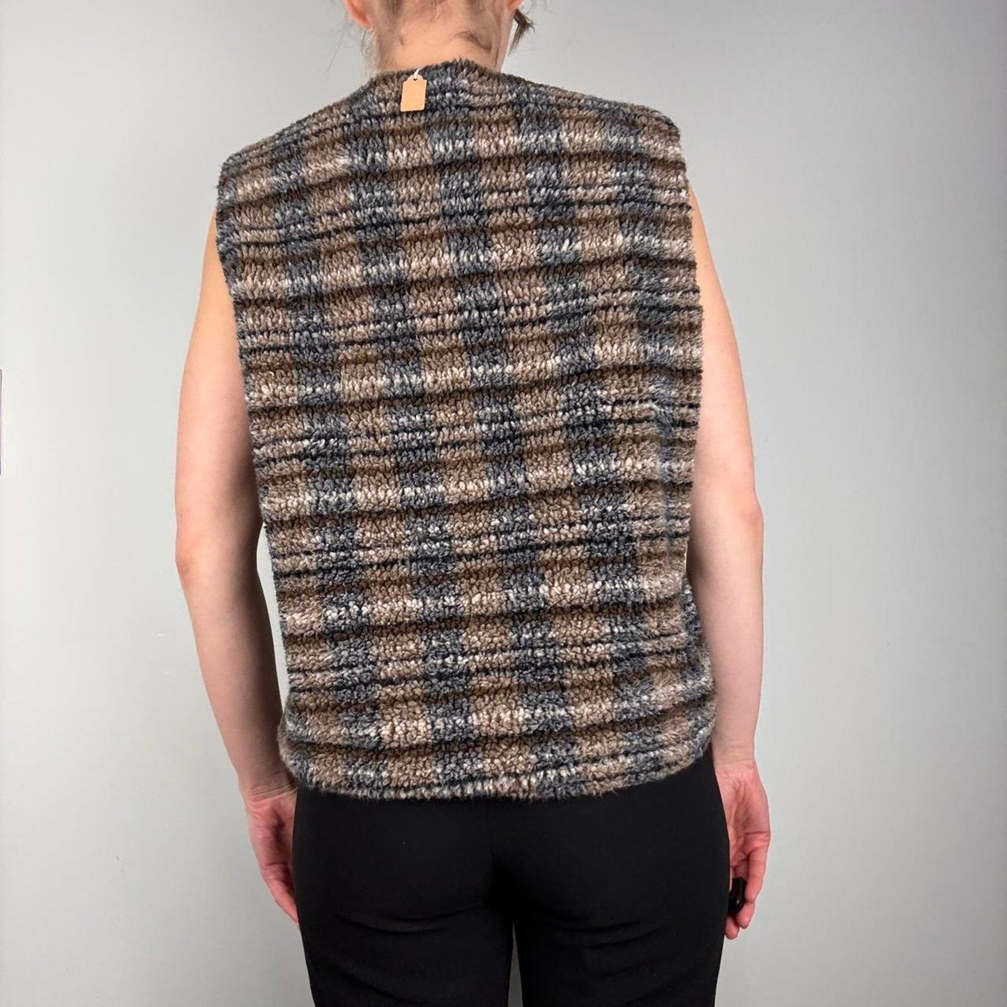 Vintage striped brown blue fuzzy vest - size S from Liz & Co
