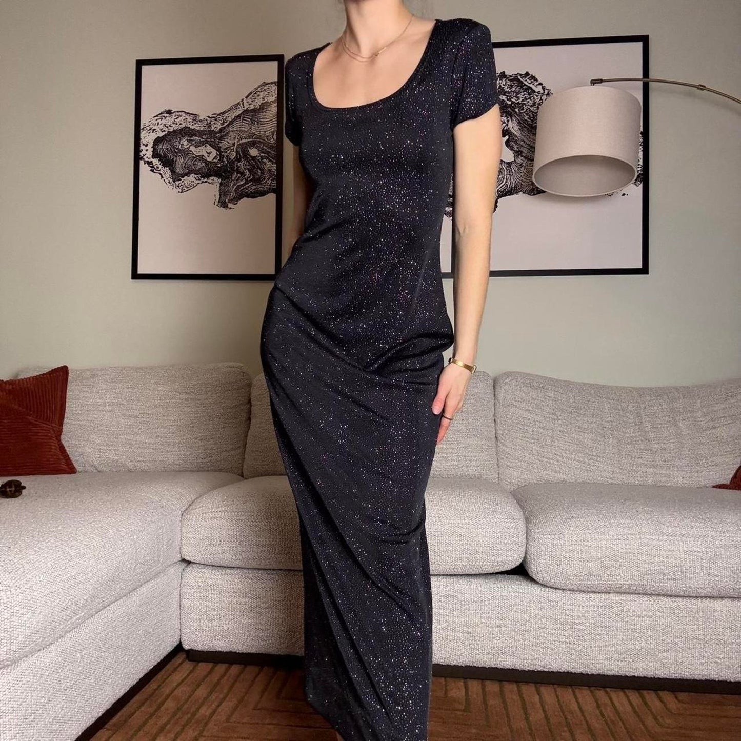 90s fitted glittery maxi dress - size 3/4 from Jump