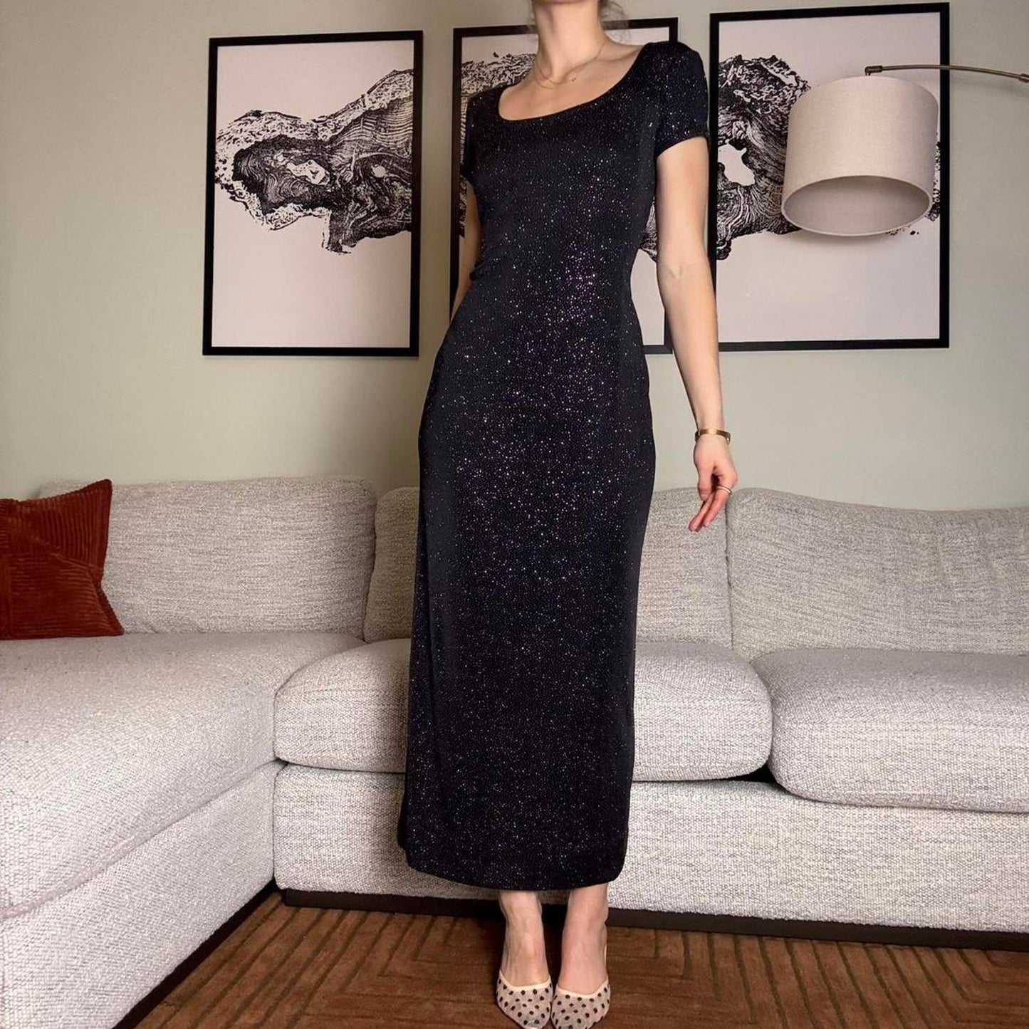 90s fitted glittery maxi dress - size 3/4 from Jump