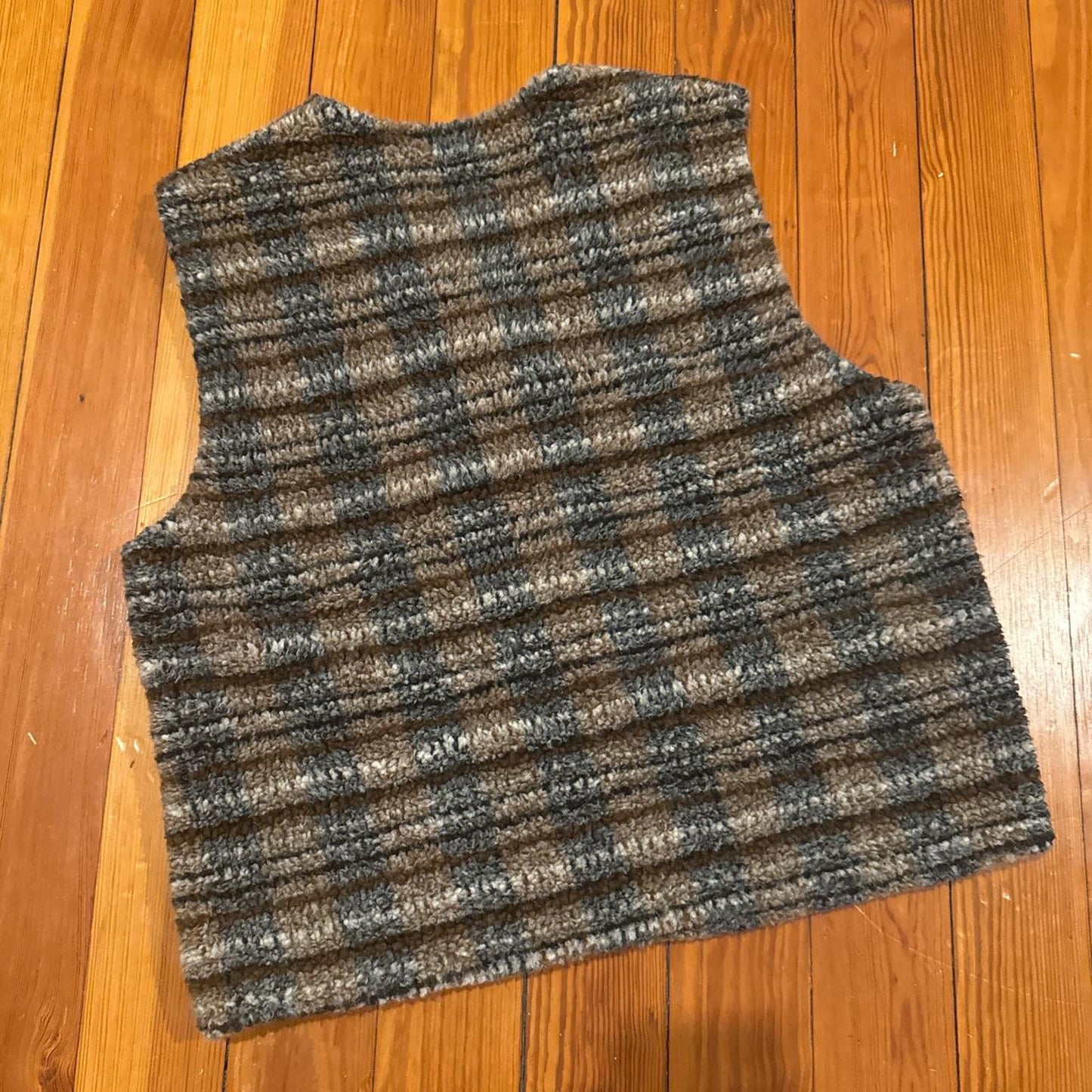 Vintage striped brown blue fuzzy vest -  size S from Liz & Co