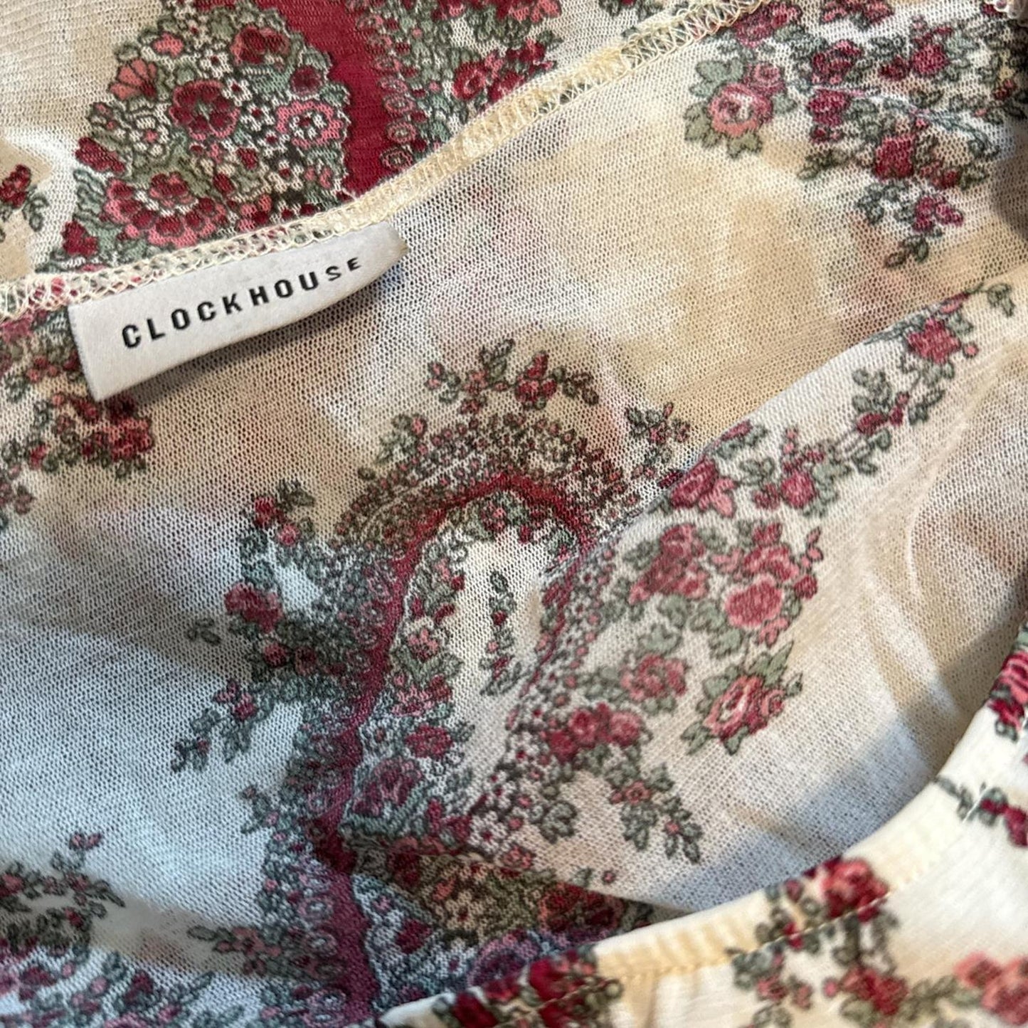 Floral boho mesh blouse bell sleeves -size XS/S from Clockhouse