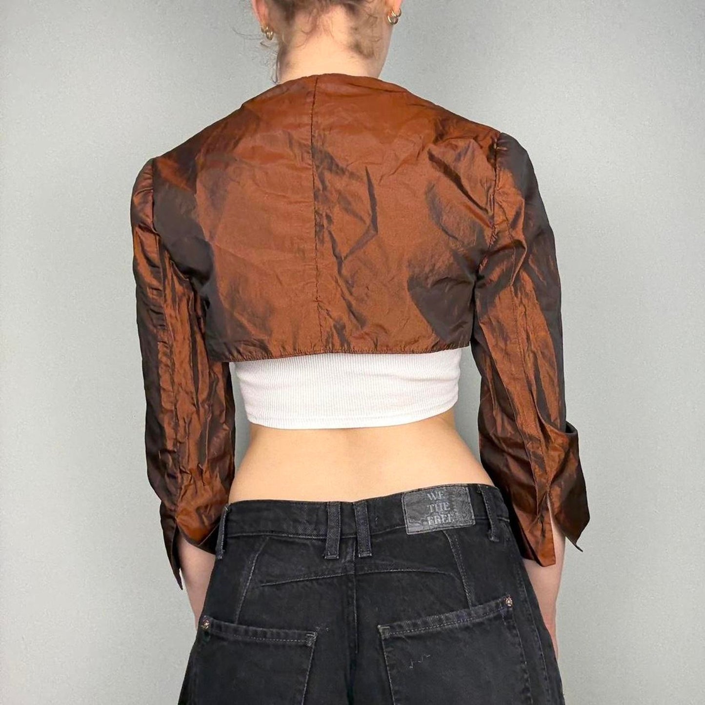 Iridescent 90s y2k brown vintage bolero - size XS