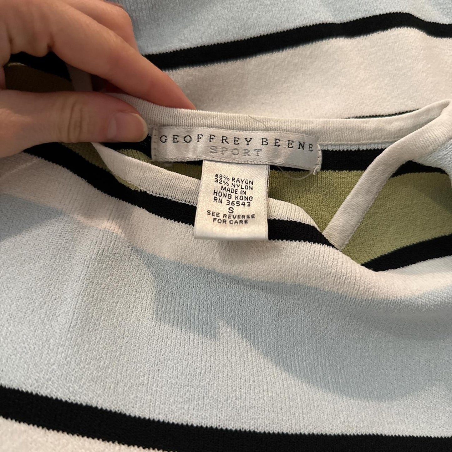 90s striped minimal high neck fitted tank - size S from Geoffrey Beene Sport