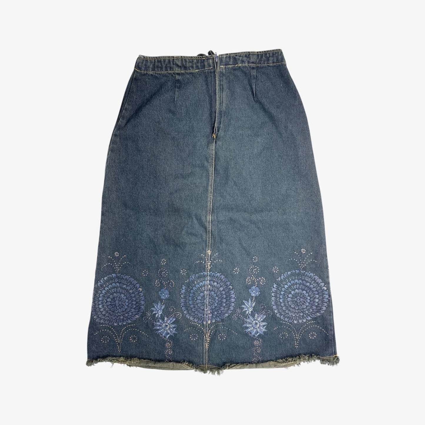 Denim midi skirt y2k floral printed drawstring - size S from Harvé Benard