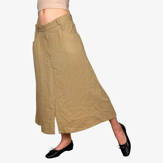 Tan vintage maxi skirt lightweight - size M