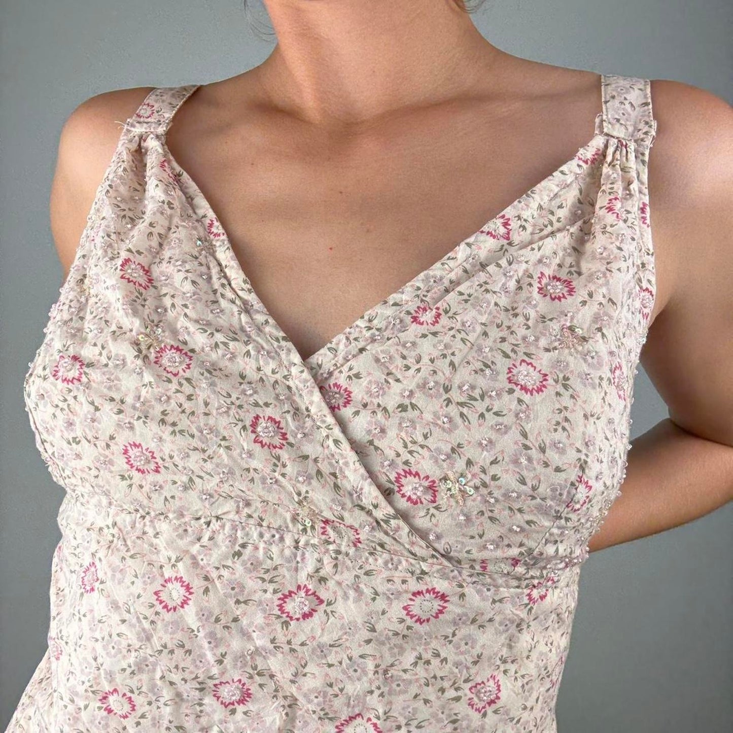 Floral wrap babydoll tank top -  size L from NEXT