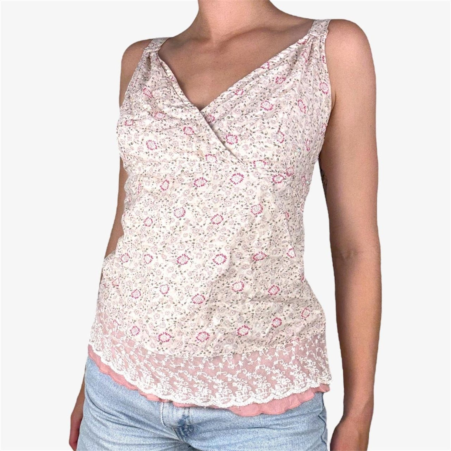 Floral wrap babydoll tank top -  size L from NEXT