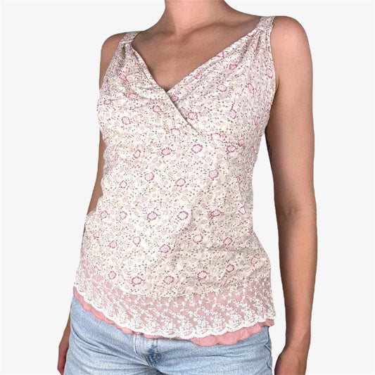 Floral wrap babydoll tank top -  size L from NEXT