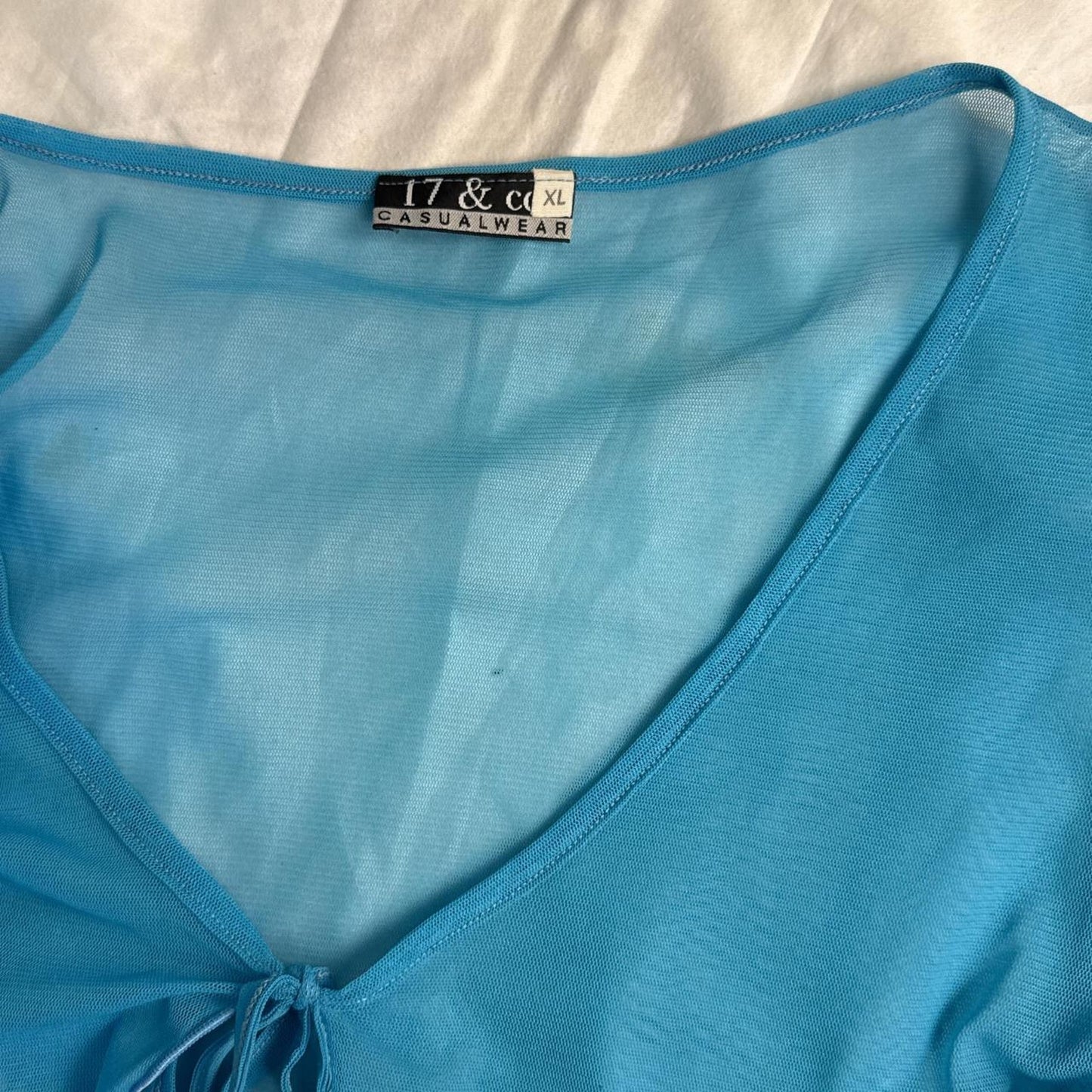 Mesh y2k sheer cardigan tie front detail top - size XS from 17 & Co Casualwear