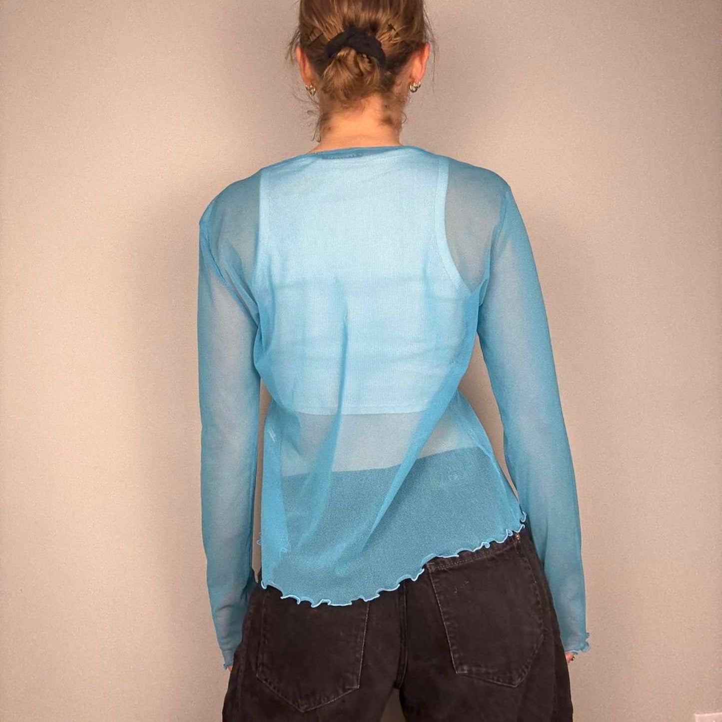 Mesh y2k sheer cardigan tie front detail top - size XS from 17 & Co Casualwear