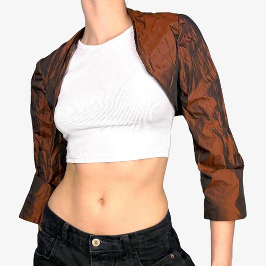 Iridescent 90s y2k brown vintage bolero - size XS