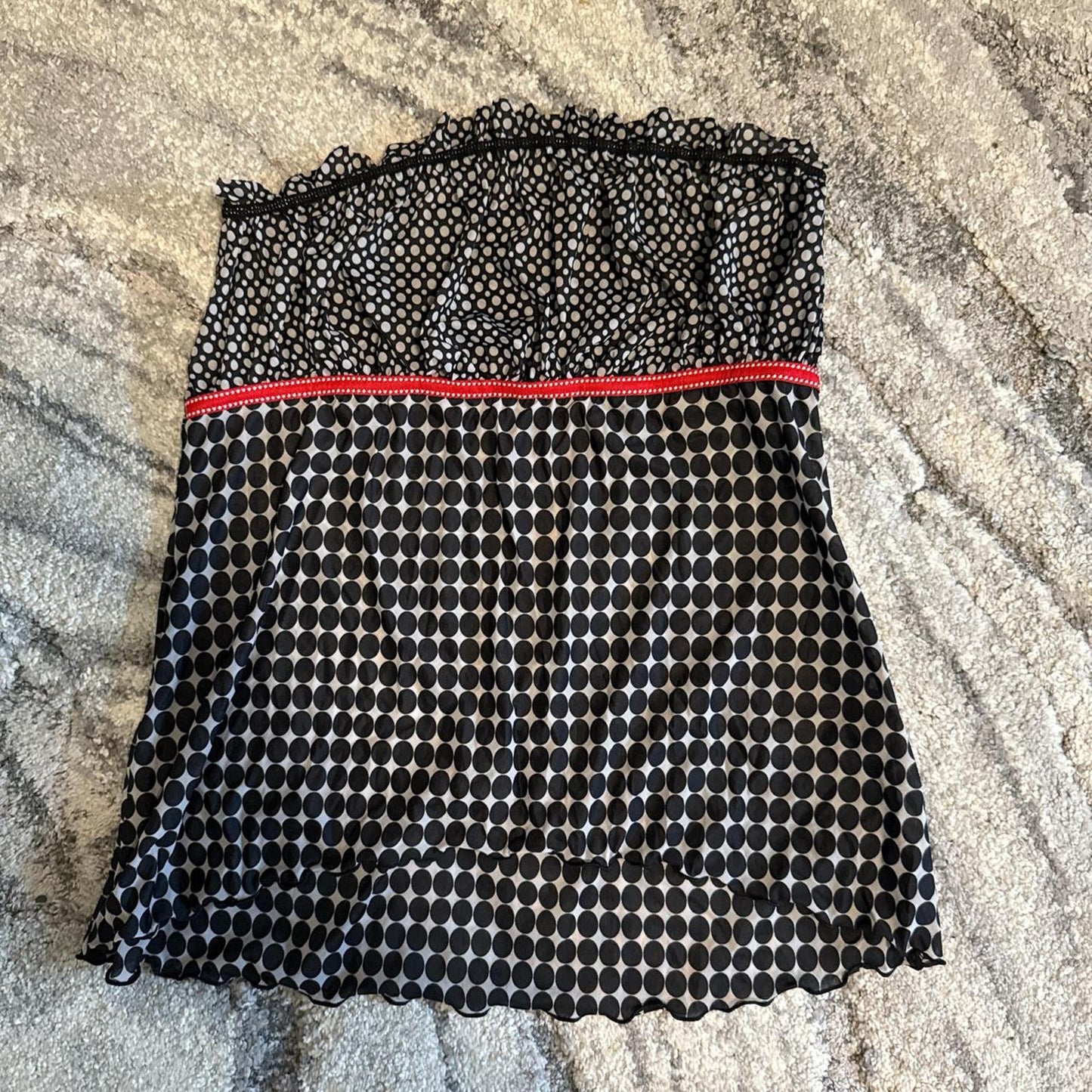 Black white polka dot strapless babydoll top - size M from Charlotte