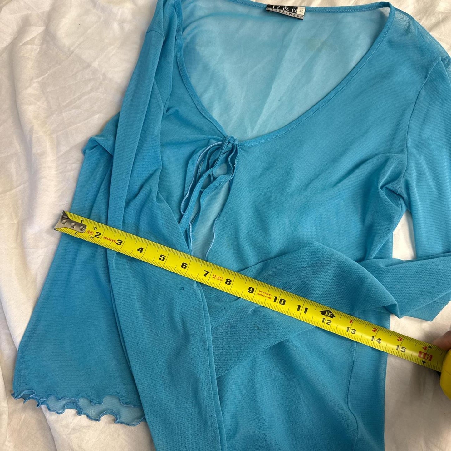 Mesh y2k sheer cardigan tie front detail top - size XS from 17 & Co Casualwear