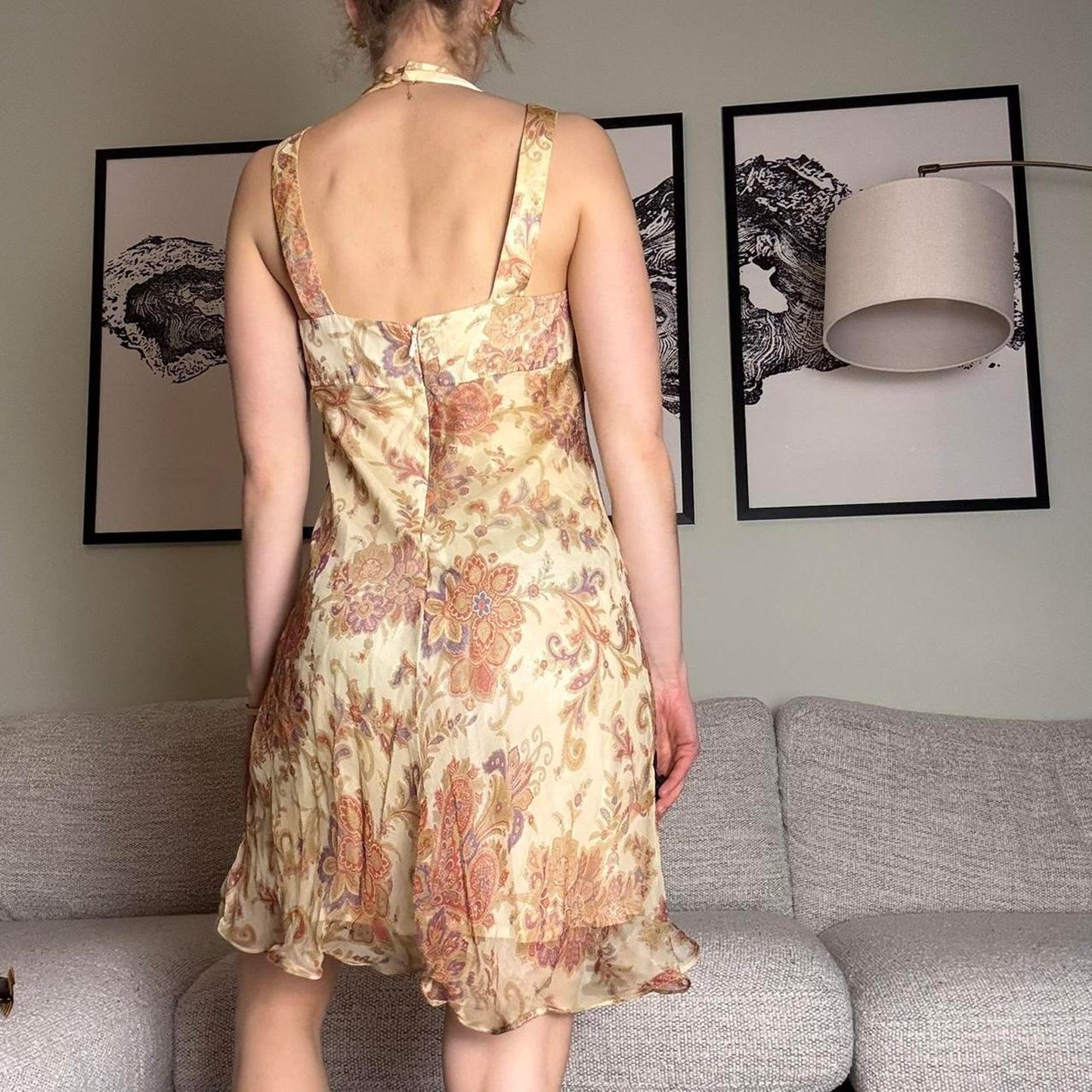 Silk floral 90s floral halter dress - size XS from Schema Inn